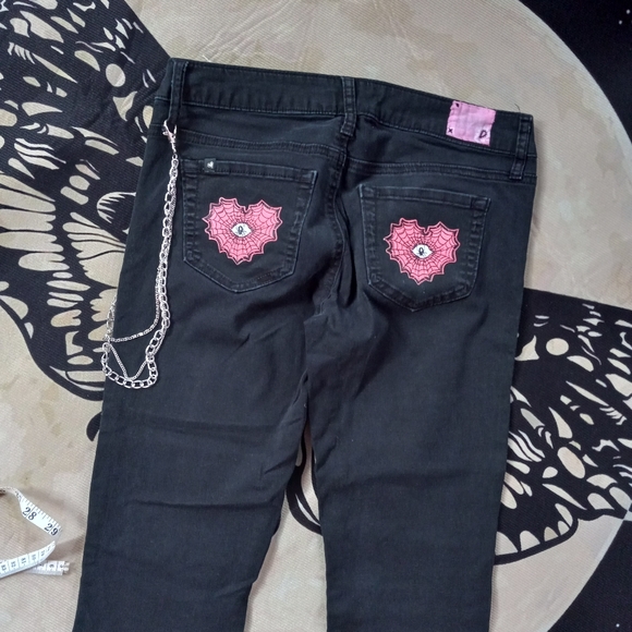 Current size 14-15 inch flat waist goth skinny jeans (3-7) some custom some reg - Picture 10 of 16